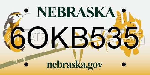 6OKB535 Nebraska License Plate