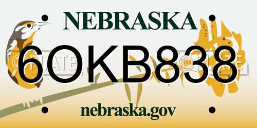6OKB838 Nebraska License Plate