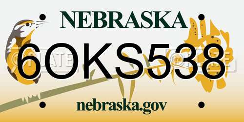 6OKS538 Nebraska License Plate