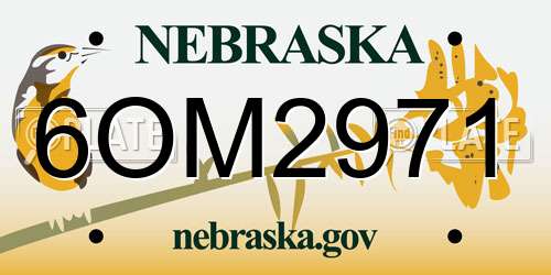 6OM2971 Nebraska License Plate