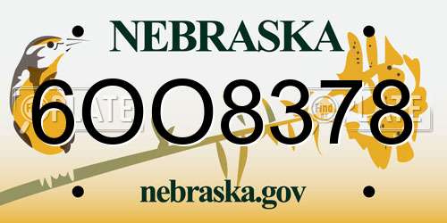 6OO8378 Nebraska License Plate