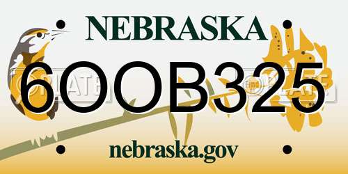 6OOB325 Nebraska License Plate