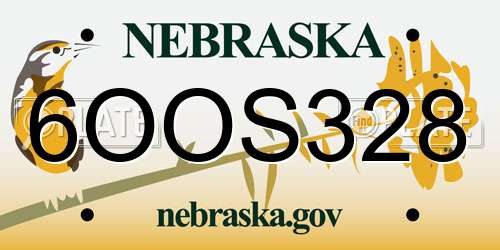 6OOS328 Nebraska License Plate