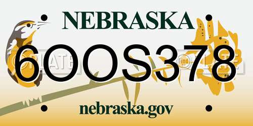6OOS378 Nebraska License Plate