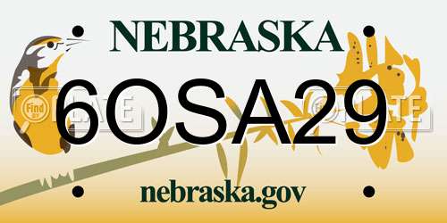 6OSA29 Nebraska License Plate