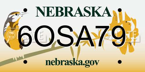 6OSA79 Nebraska License Plate