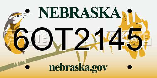 6OT2145 Nebraska License Plate