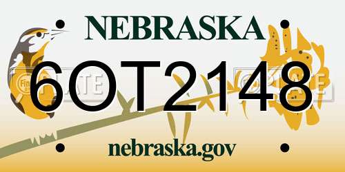 6OT2148 Nebraska License Plate