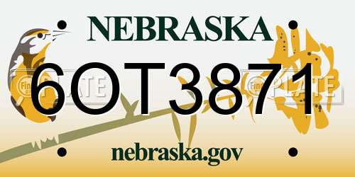 6OT3871 Nebraska License Plate