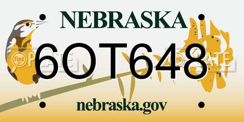 6OT648 Nebraska License Plate