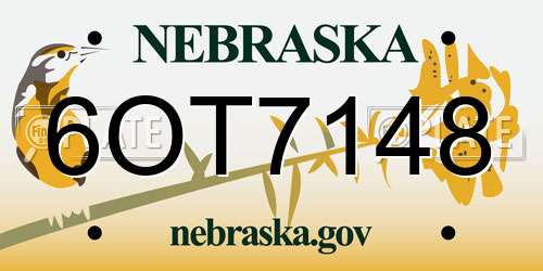 6OT7148 Nebraska License Plate