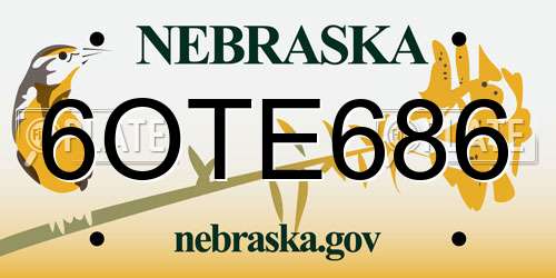 6OTE686 Nebraska License Plate