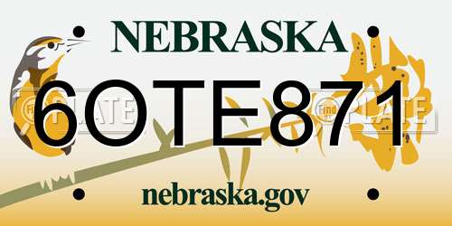 6OTE871 Nebraska License Plate