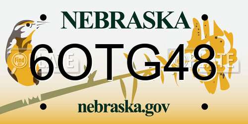 6OTG48 Nebraska License Plate