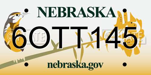 6OTT145 Nebraska License Plate