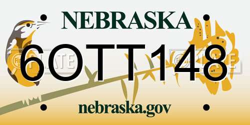 6OTT148 Nebraska License Plate
