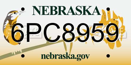 6PC8959 Nebraska License Plate