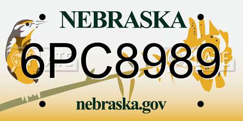 6PC8989 Nebraska License Plate