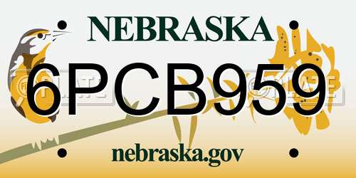 6PCB959 Nebraska License Plate