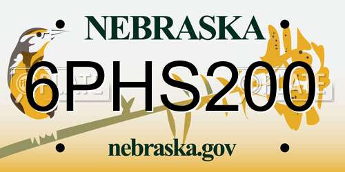 6PHS200 Nebraska License Plate