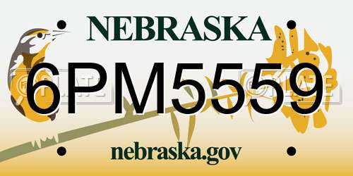 6PM5559 Nebraska License Plate