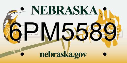 6PM5589 Nebraska License Plate