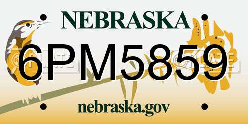 6PM5859 Nebraska License Plate