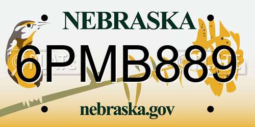 6PMB889 Nebraska License Plate