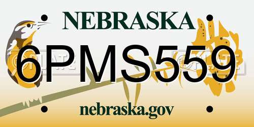 6PMS559 Nebraska License Plate
