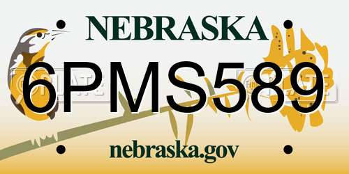 6PMS589 Nebraska License Plate