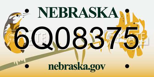 6Q08375 Nebraska License Plate
