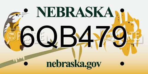 6QB479 Nebraska License Plate
