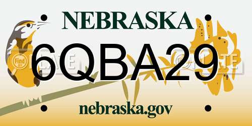 6QBA29 Nebraska License Plate
