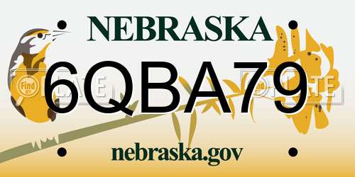 6QBA79 Nebraska License Plate