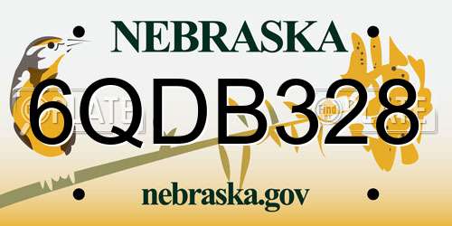 6QDB328 Nebraska License Plate