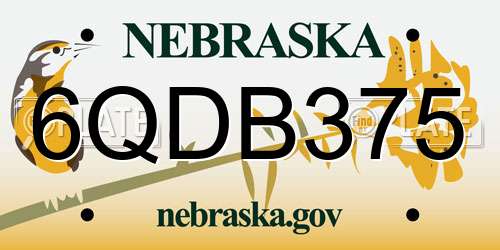 6QDB375 Nebraska License Plate