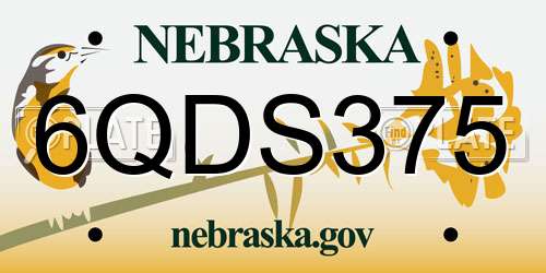 6QDS375 Nebraska License Plate