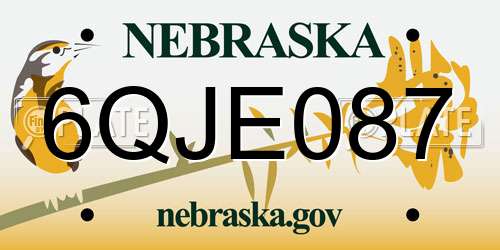 6QJE087 Nebraska License Plate