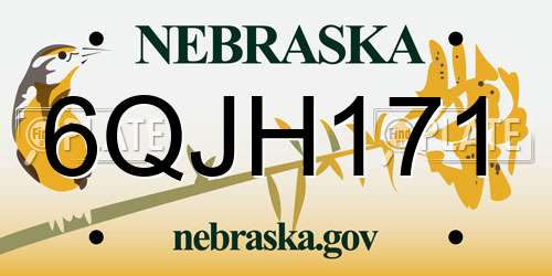 6QJH171 Nebraska License Plate