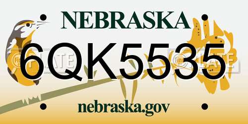 6QK5535 Nebraska License Plate