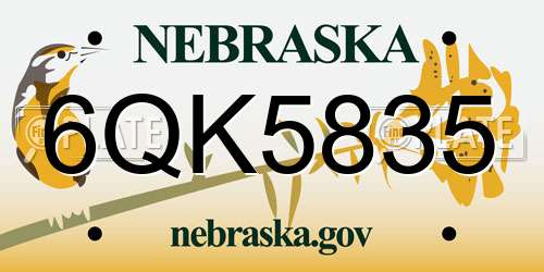 6QK5835 Nebraska License Plate