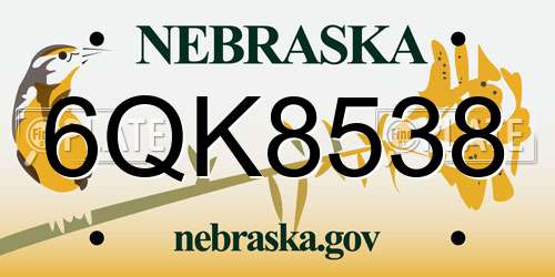 6QK8538 Nebraska License Plate