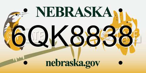 6QK8838 Nebraska License Plate
