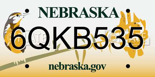 6QKB535 Nebraska License Plate
