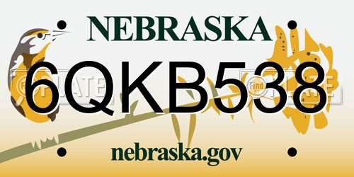 6QKB538 Nebraska License Plate