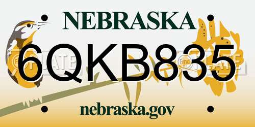 6QKB835 Nebraska License Plate