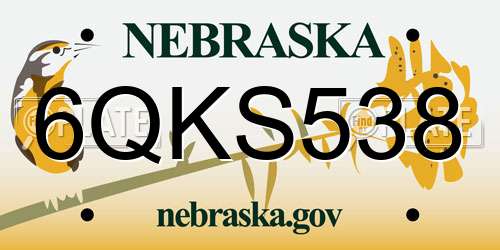 6QKS538 Nebraska License Plate