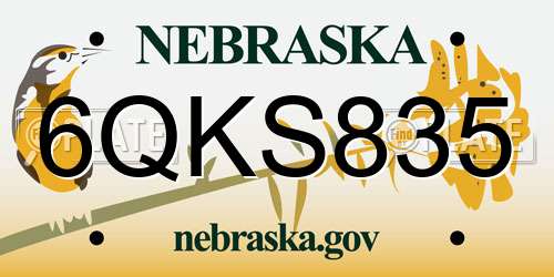 6QKS835 Nebraska License Plate
