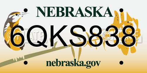 6QKS838 Nebraska License Plate