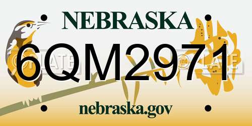 6QM2971 Nebraska License Plate